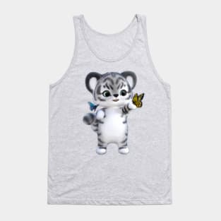 Snow White Tiger with Butterfly Tank Top